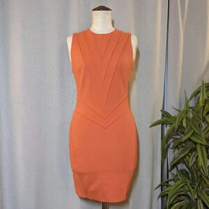 Maje Orange Bodycon Sheath Mini Dress Sleeveless Size 1 Small